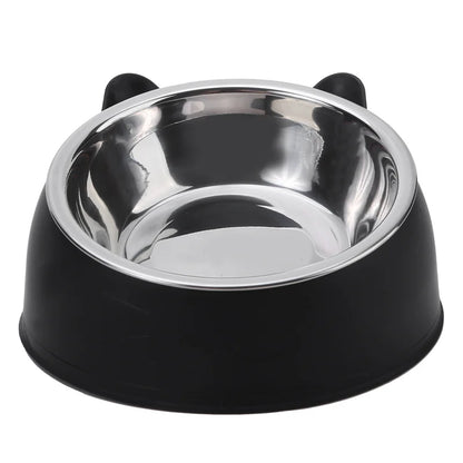 Inclined Stainless Steel Cat Bowl – Tilted Feeding Dish for Pets