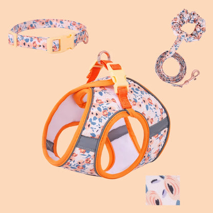 Soft Puppy Harness, Leash & Collar Set – Adjustable Pet Vest Set