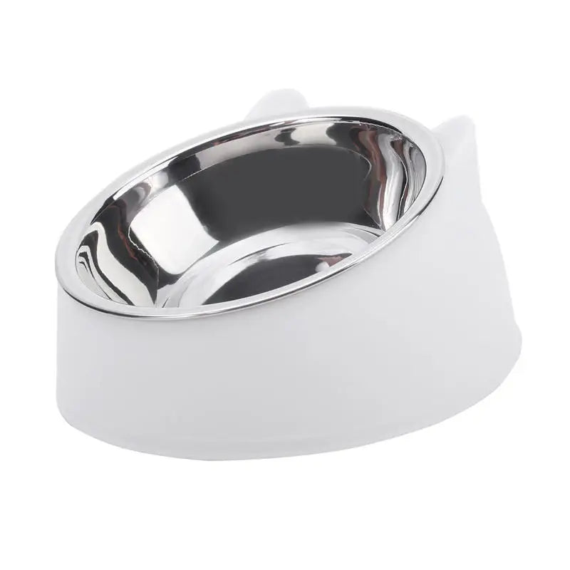 inclined stainless steel cat bowl – tilted feeding dish for pets