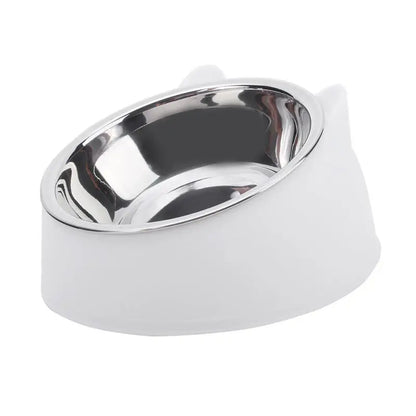 Inclined Stainless Steel Cat Bowl – Tilted Feeding Dish for Pets
