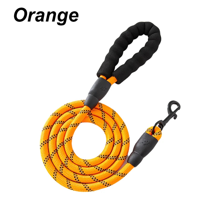 reflective nylon dog leash – padded no-slip handle, adjustable fit