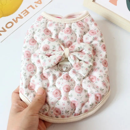 Floral Winter Pet Coat for Puppies and Cats Warm Plush Jacket