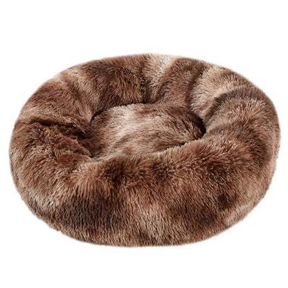 Round Plush Dog Bed, Warm Non-Slip Washable Bed for Dogs & Small Cats