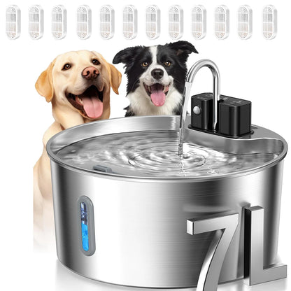 7L Stainless Steel Wireless Sensor Pet Water Fountain for Cats & Dogs