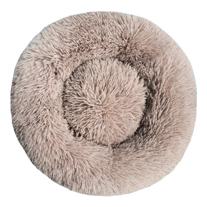 Round Plush Dog Bed, Warm Non-Slip Washable Bed for Dogs & Small Cats