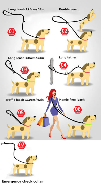 7-in-1 Multi-Function Hands-Free Dog Leash - Reflective, Walk 2 Dogs