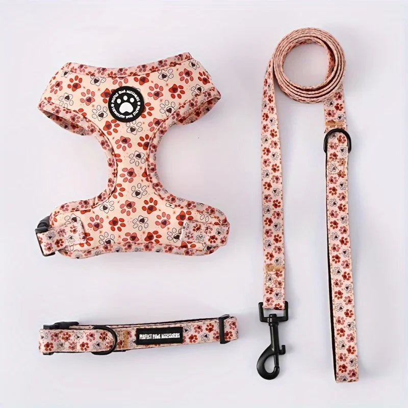 3-in-1 adjustable dog harness and leed set with padded chest vest