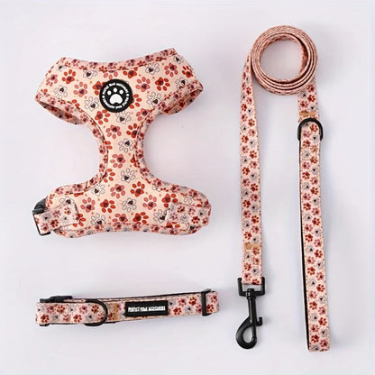 3-in-1 Adjustable Dog Harness and Leed Set with Padded Chest Vest