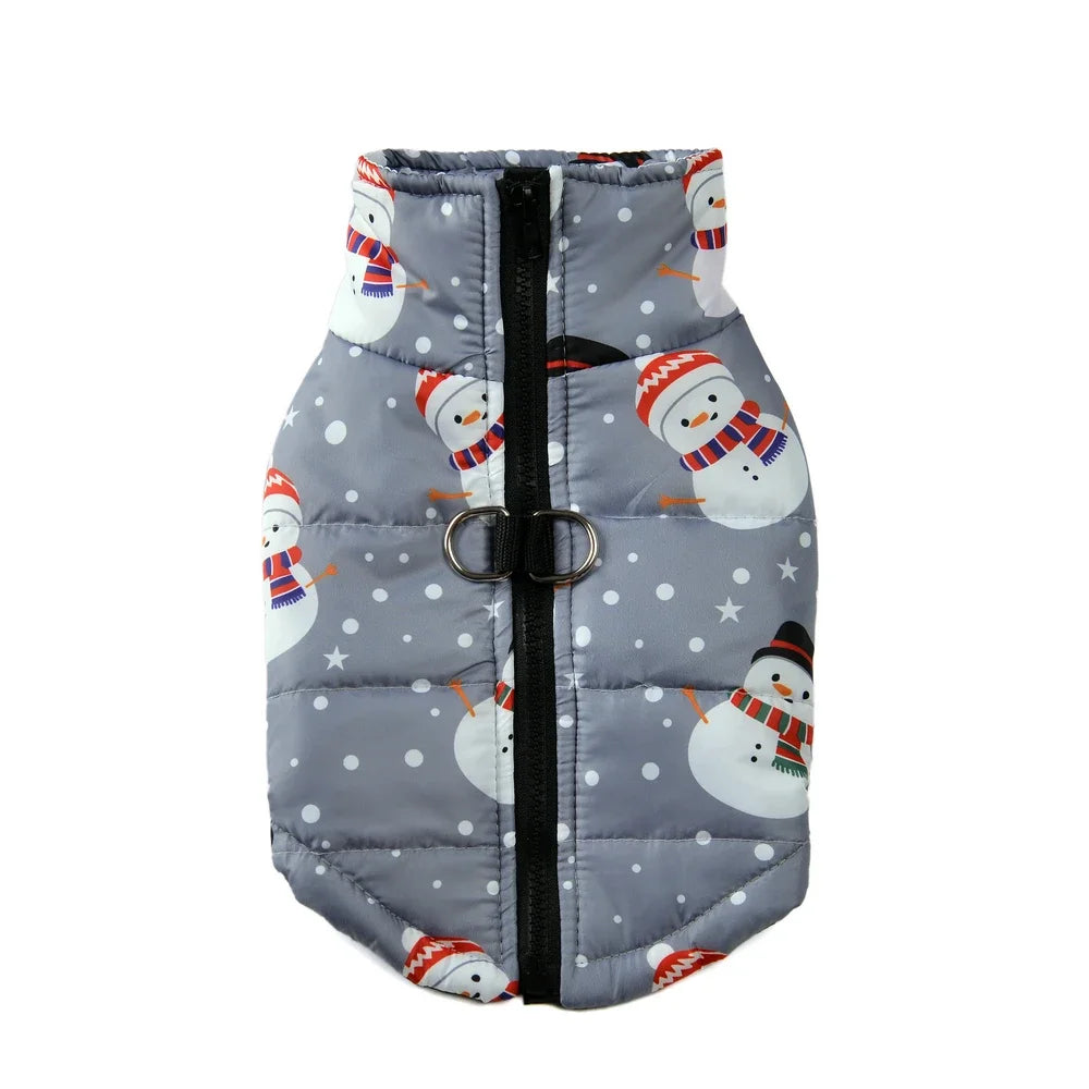warm christmas dog jacket with d-ring for small and medium dogs