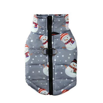 Warm Christmas Dog Jacket with D-Ring for Small and Medium Dogs