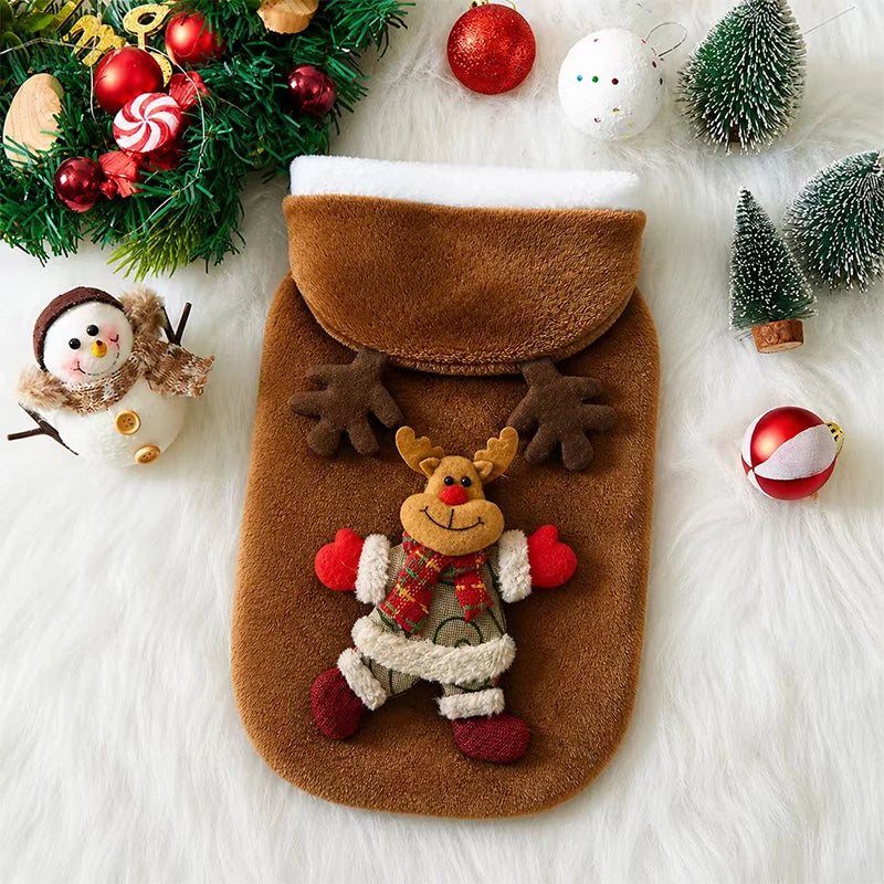flannel christmas puppy and cat hoodie for small and medium pets