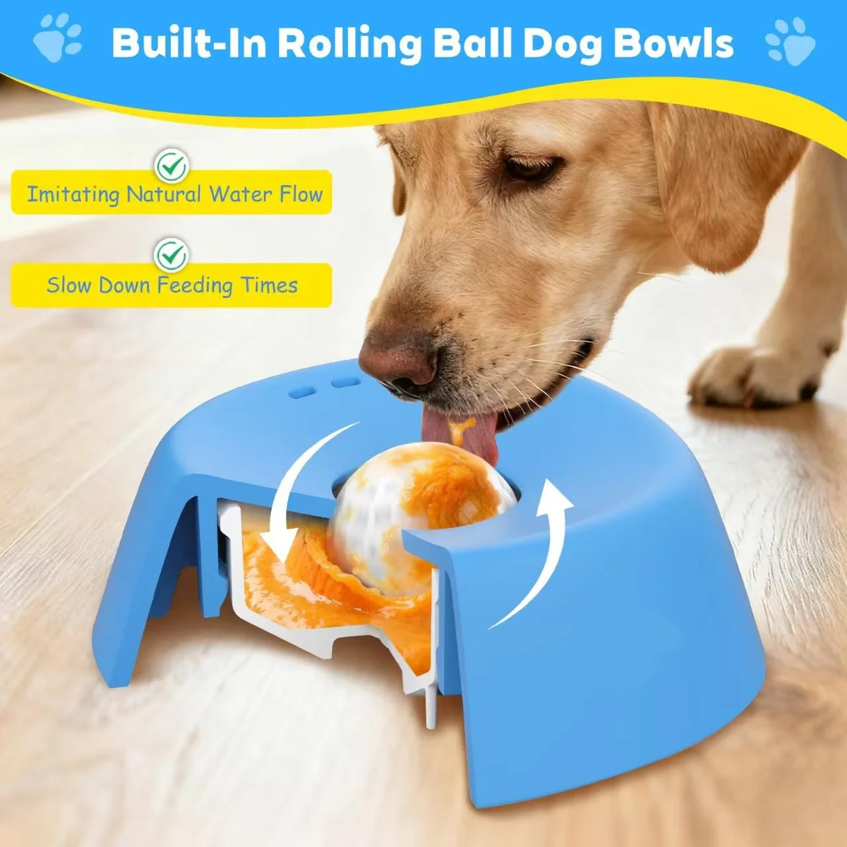 slow feeder liquid lick bowl – rolling ball dog bone broth bowl