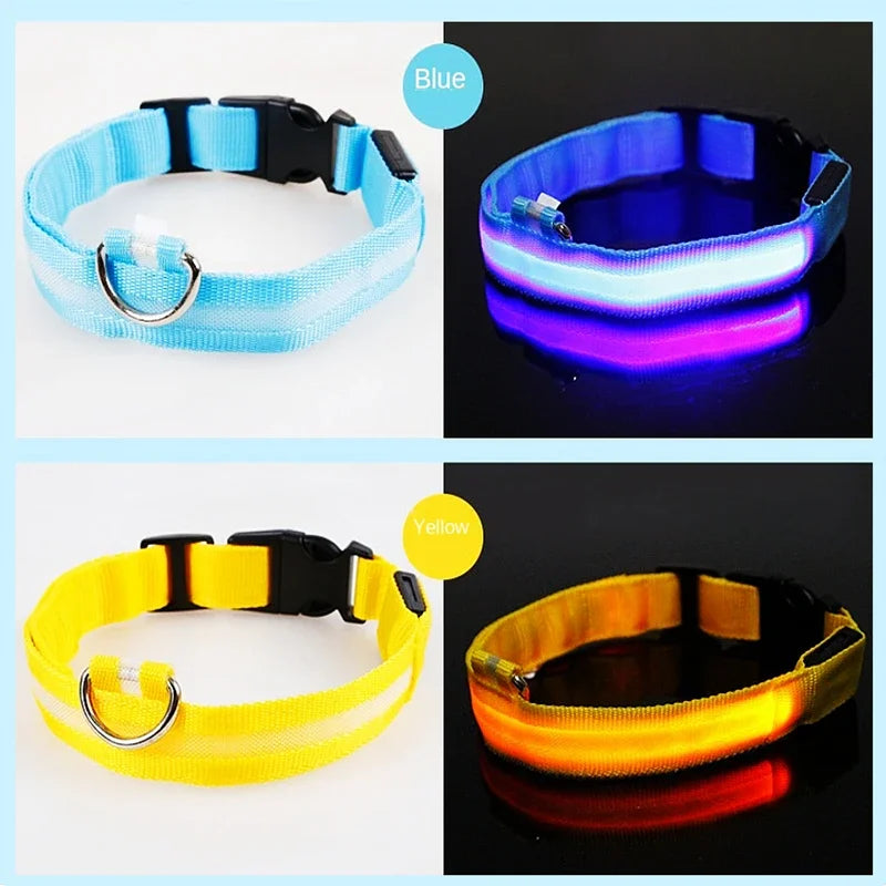 3 modes rechargeable led dog collar - adjustable night safety glow collar