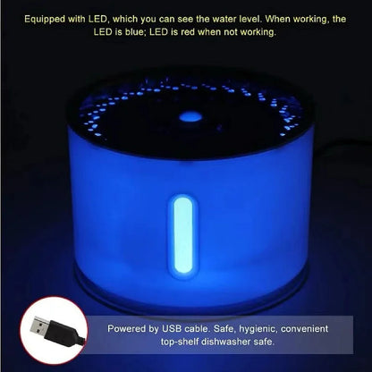2.4L Stainless Steel Cat Water Fountain with USB Power and Night Light