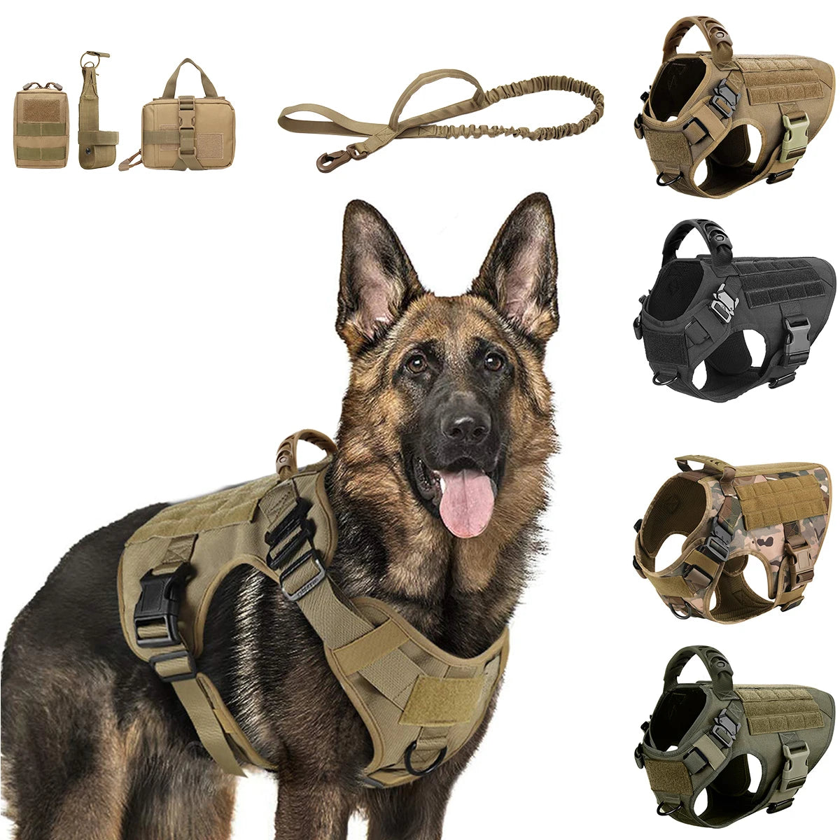 tactical dog harness with molle system – heavy-duty large dog vest
