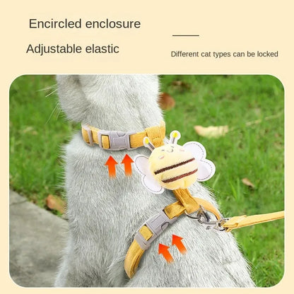 Cute Bee Cat Harness & Leash Set – Adjustable Walking Vest