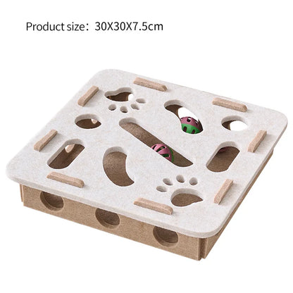 Interactive Felt Cat Puzzle Toy – Maze Tunnel with Bell Ball