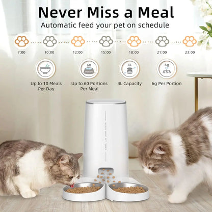 ROJECO Smart WiFi Automatic Cat Feeder – 4L Auto Pet Dispenser