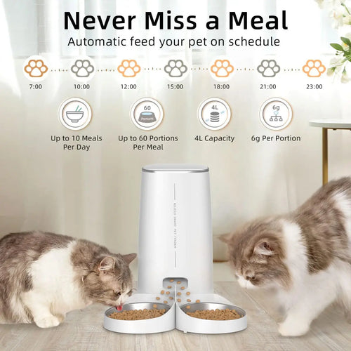 ROJECO Smart WiFi Automatic Cat Feeder – 4L Auto Pet Dispenser