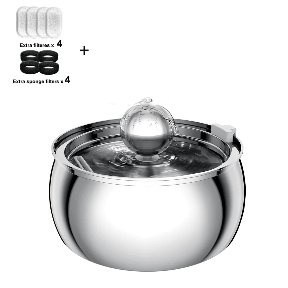 4l stainless steel automatic pet water fountain quiet filter for cats