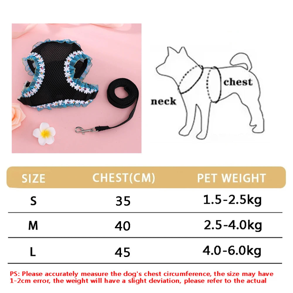soft puppy harness, leash & collar set – adjustable pet vest set