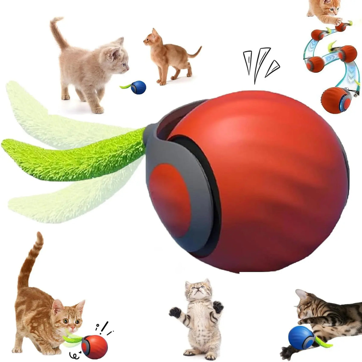 speedy tail 2.0 interactive cat ball toy with dual-speed modes