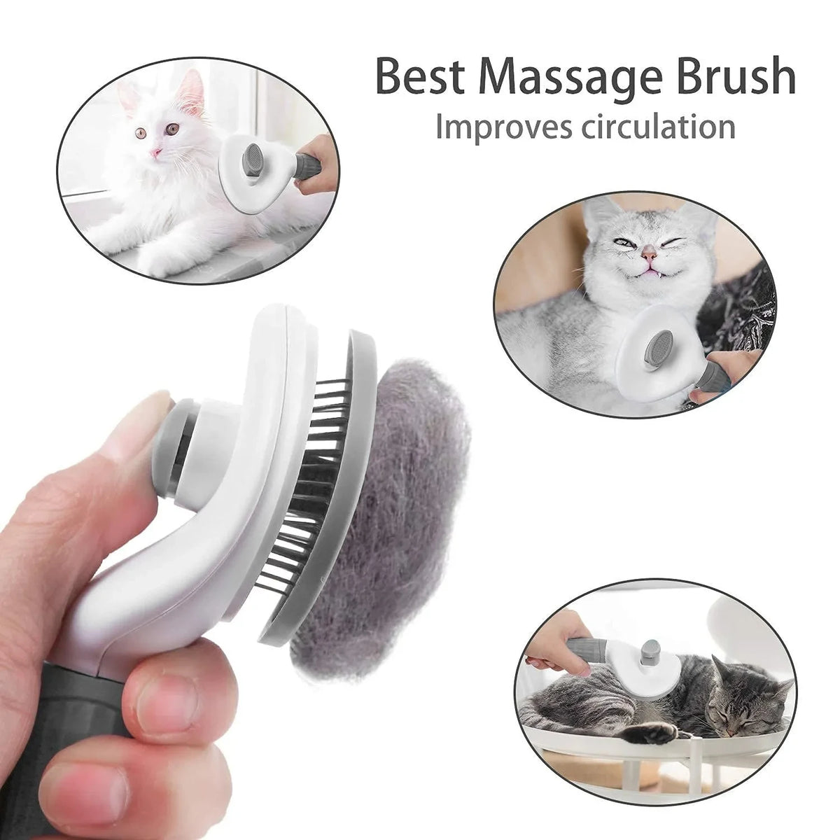 self-cleaning pet hair brush – dematting comb for dogs & cats
