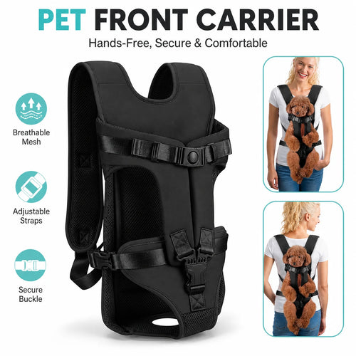 Hands-Free Front Carrier Backpack for Small Dogs & Cats, Travel