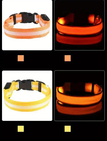 LED Glow Dog Collar - Battery-Powered Night Walking Safety Collar