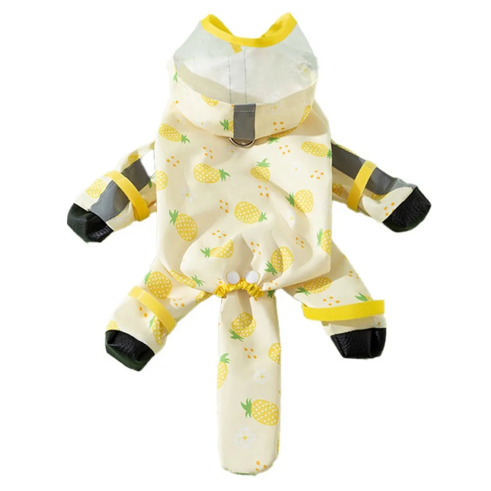 waterproof puppy raincoat four leg hooded reflective with tail cover