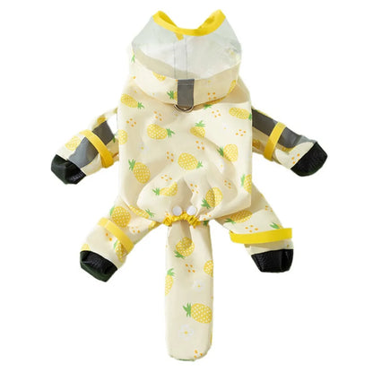 Waterproof Puppy Raincoat Four Leg Hooded Reflective with Tail Cover