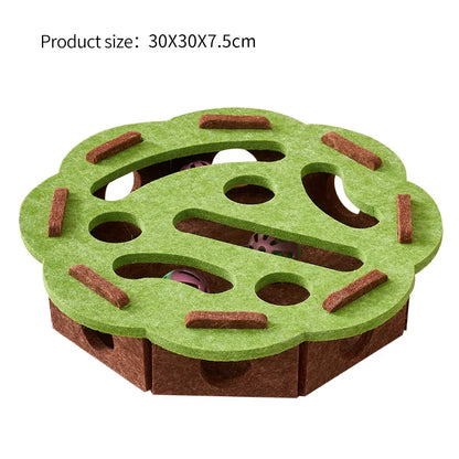 Interactive Felt Cat Puzzle Toy – Maze Tunnel with Bell Ball