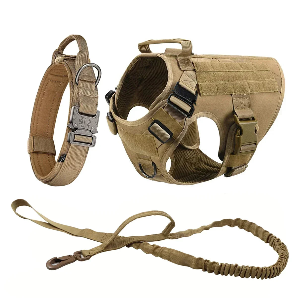 tactical dog harness set with molle pouches – training vest