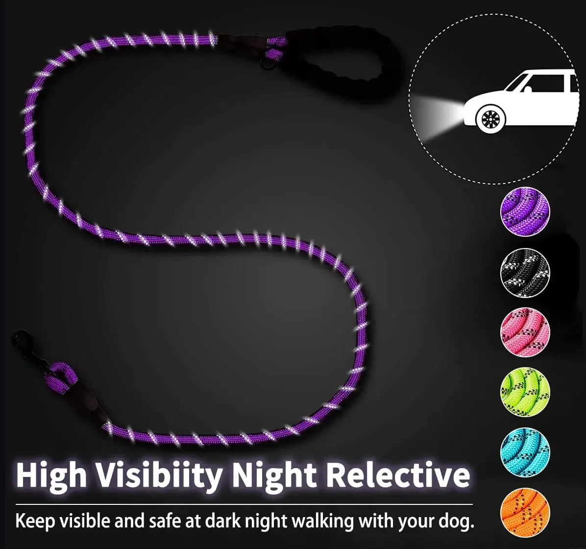 strong reflective dog leash – durable nylon lead for all dogs
