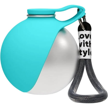 Portable Stainless Steel Dog  Water Bottle 285ml with Silicone Bowl