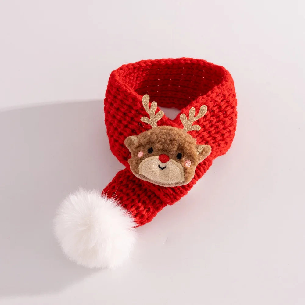 soft red christmas cat hat and scarf with adjustable chin strap