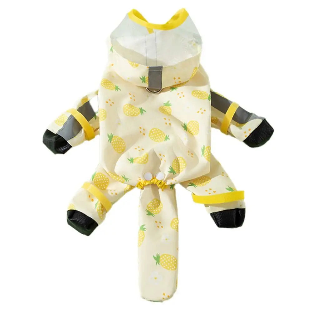waterproof puppy raincoat four leg hooded reflective with tail cover