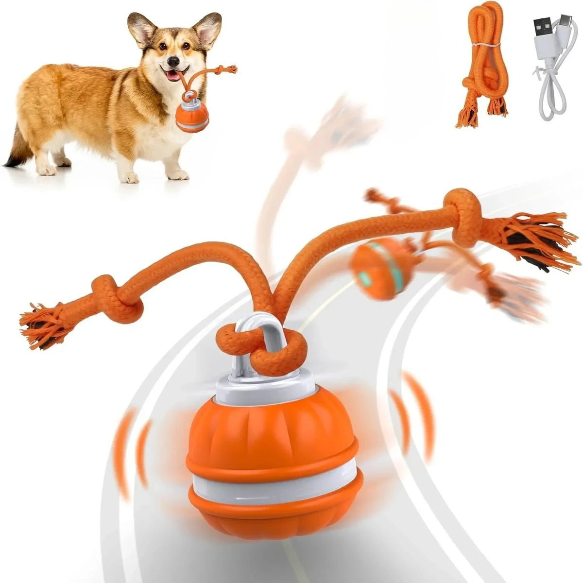 interactive rolling dog ball, usb rechargeable motion activated toy