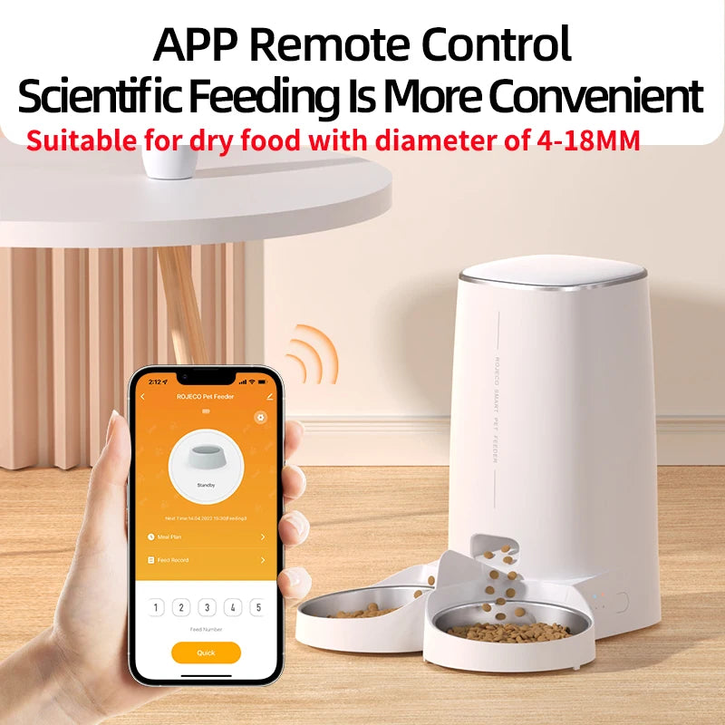 rojeco smart wifi automatic cat feeder – 4l auto pet dispenser