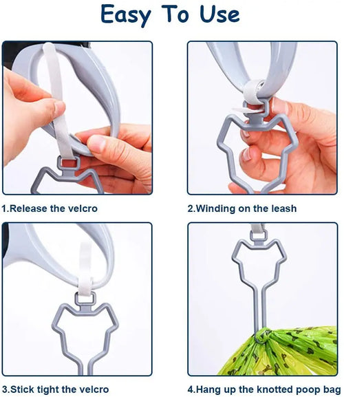 Hands-Free Dog Poop Bag Dispenser with Adjustable Leash Clip Holder