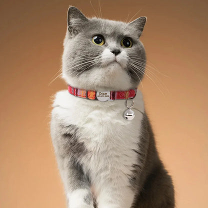 Personalized Cat Collar with Bell - Free Engraved, Breakaway Safe