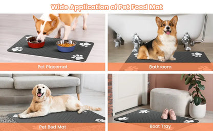 Absorbent Waterproof Pet Feeding Mat with Non-Slip Rubber Backing