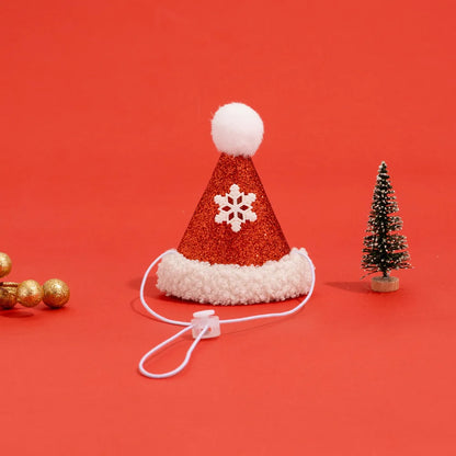 Soft Red Christmas Cat Hat and Scarf with Adjustable Chin Strap