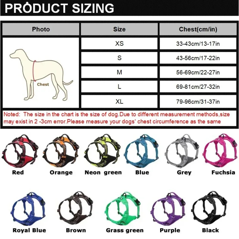 reflective adjustable dog harness – breathable vest for all sizes