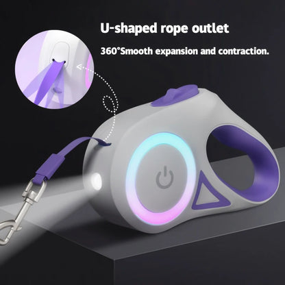 LED Retractable Pet Leash with Light for Small to Big Dogs and Cats