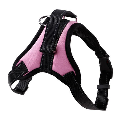 Padded Nylon Dog Harness Vest – Reflective, Adjustable Fit