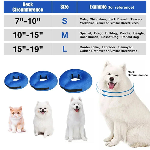 Inflatable Pet Recovery Collar After Surgery - Soft, Comfortable Cone Alternative