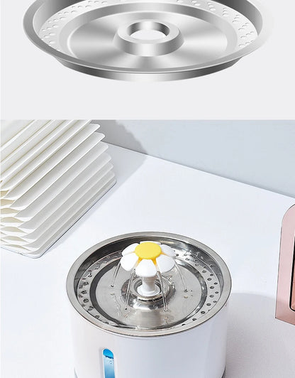 2.4L Stainless Steel Cat Water Fountain with USB Power and Night Light