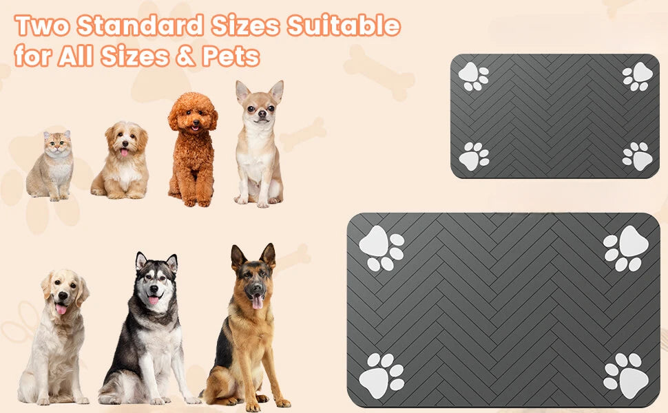 absorbent waterproof pet feeding mat with non-slip rubber backing