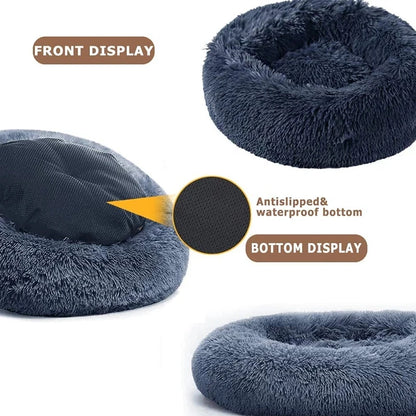 Soft Plush Round Pet Bed for Dogs & Cats, 6 Sizes, Machine Washable